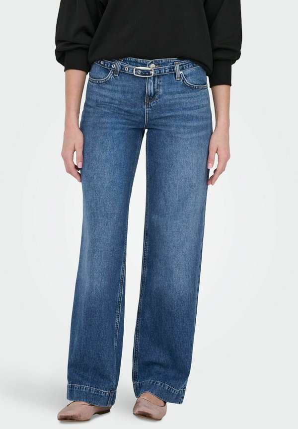 ONLY Wide-fit ONLBRENDA Low waist Wide Leg Fit - Straight leg jeans - dark blue denim