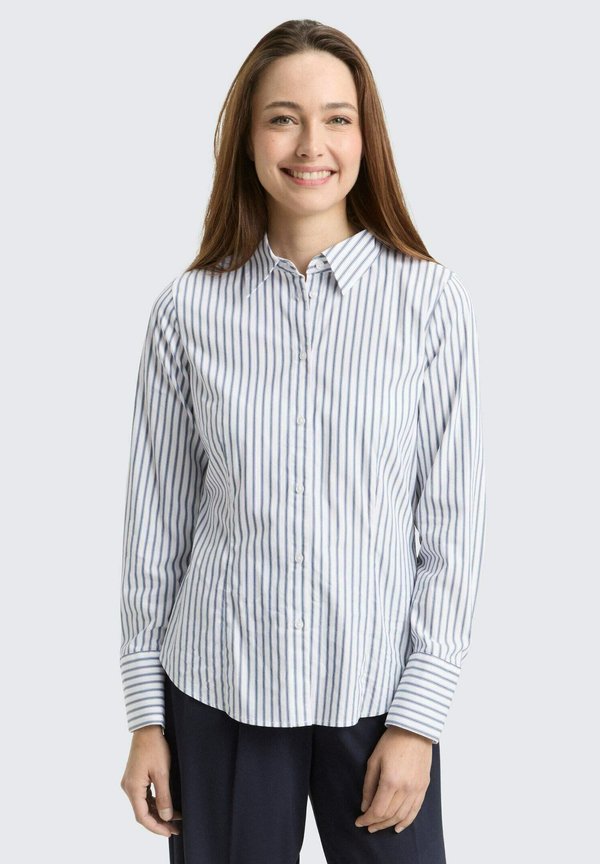TOM TAILOR Button-down blouse - white blue poplin stripe