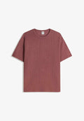Bershka TEXTURED SHORT SLEEVE - T-SHIRT - Basic T-shirt - bordeaux