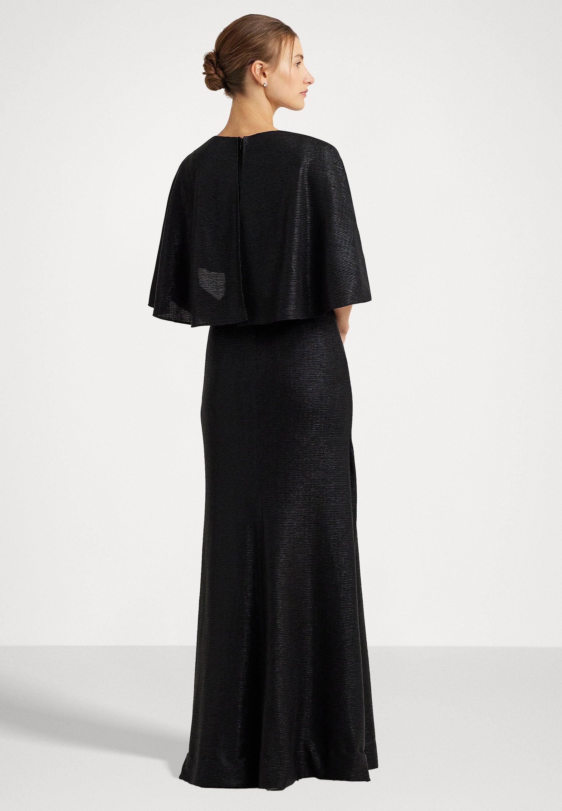 Lauren Ralph Lauren METALLIC KNIT TWIST-FRONT CAPE GOWN