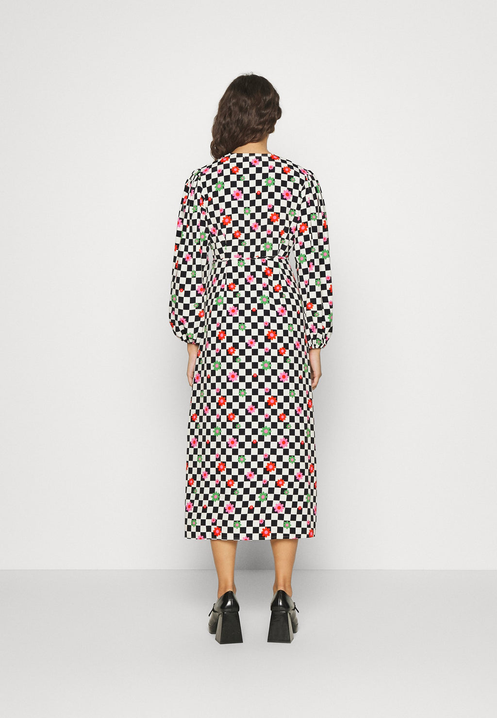 Glamorous WRAP MIDI DRESS LONG SLEEVES V NECK TIE DETAIL