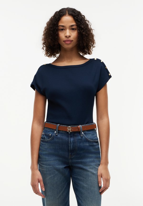Tommy Hilfiger BOAT NECK TEE - Print T-shirt - dark night navy