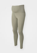 Hochtaillierte Leggings in hellolivgrün, aus dehnbarem Material, mit flachem Bund, Seitentasche und glatter Textur.