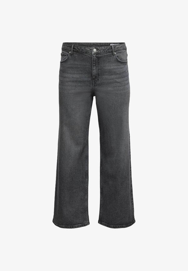 Vero Moda Curve Wide-fit VMCMIRA Mid rise Wide Fit - Cropped - Relaxed fit jeans - medium grey denim