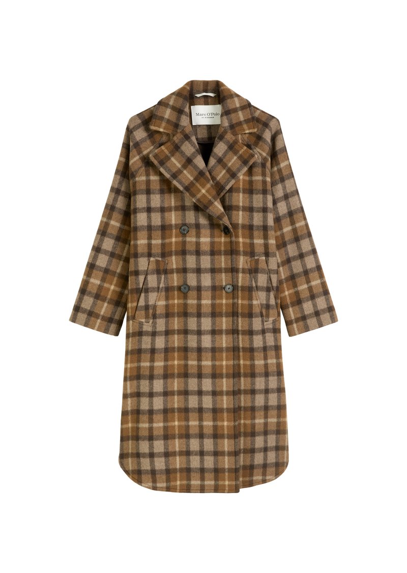 CHECKED DOUBLE BREASTED RAGLAN SLEEVES ROUNDED HEM Media 1