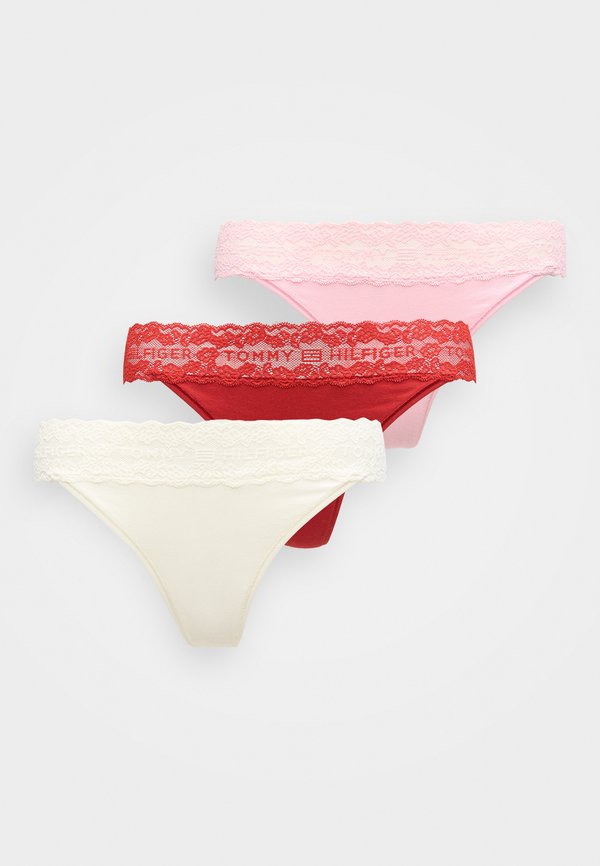 Tommy Hilfiger 3-PACK DITSY LACE TANGA THONG - Thong - bonita pink/ivory/dark magma