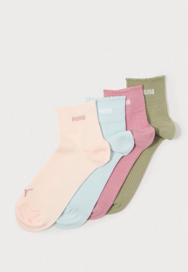 Puma WOMEN SCALLOP EDGE QUARTER 4 PACK  - Socks - blue/green/pink