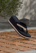 Tommy Hilfiger TH WEDGE CROCHET SUMMER SANDAL - T-bar sandals - space blue