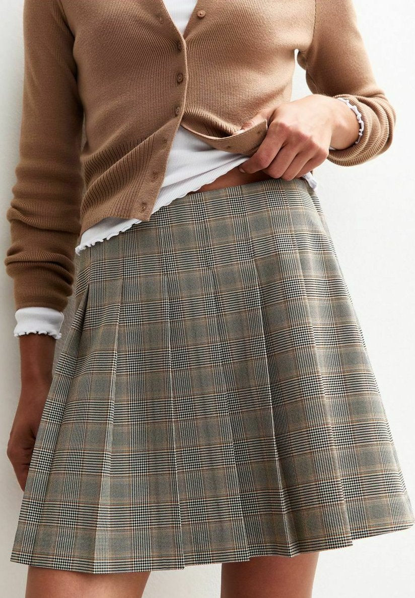 New Look CHECKED BOX PLEAT MINI