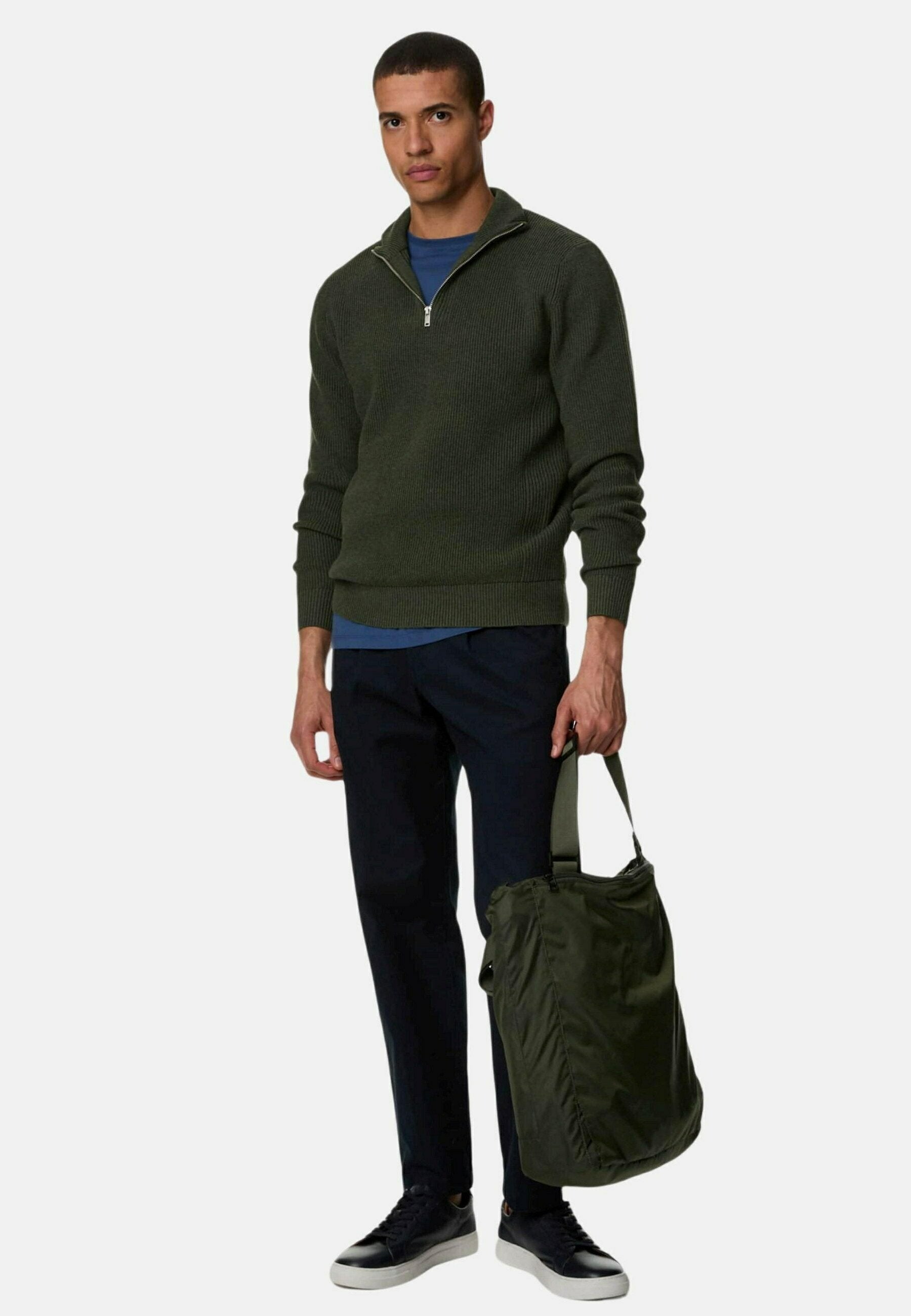 Marks & Spencer COTTON BLEND RIBBED HALF ZIP