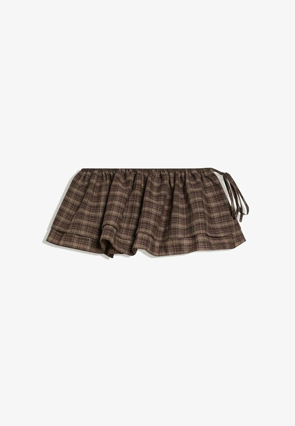 Bershka FLARED SKIRT - A-line skirt - dark brown