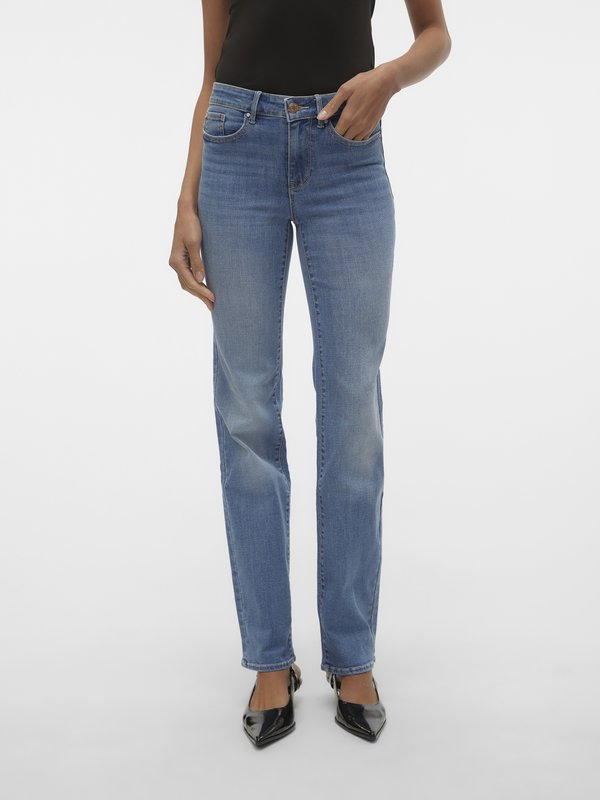 Vero Moda Straight fit VMFLASH Mid rise - Relaxed fit jeans - medium blue denim
