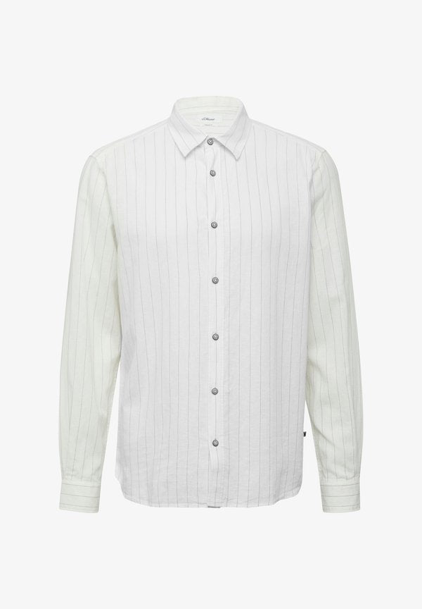 s.Oliver REGULAR FIT GESTREIFTES MIT KENTKRAGEN - Shirt - weiß