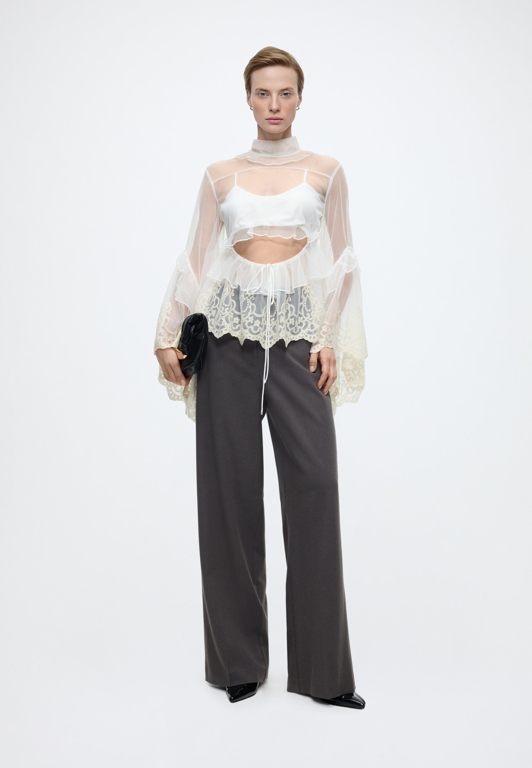Bardot ANYSSA LACE EDGE RUFFLE BLOUSE