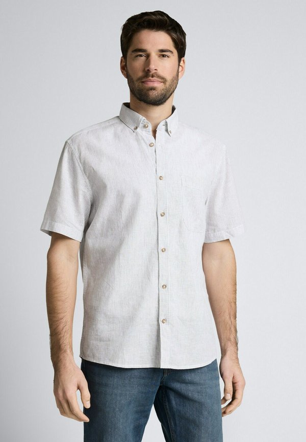 TOM TAILOR Shirt - white/leaf green small stripe