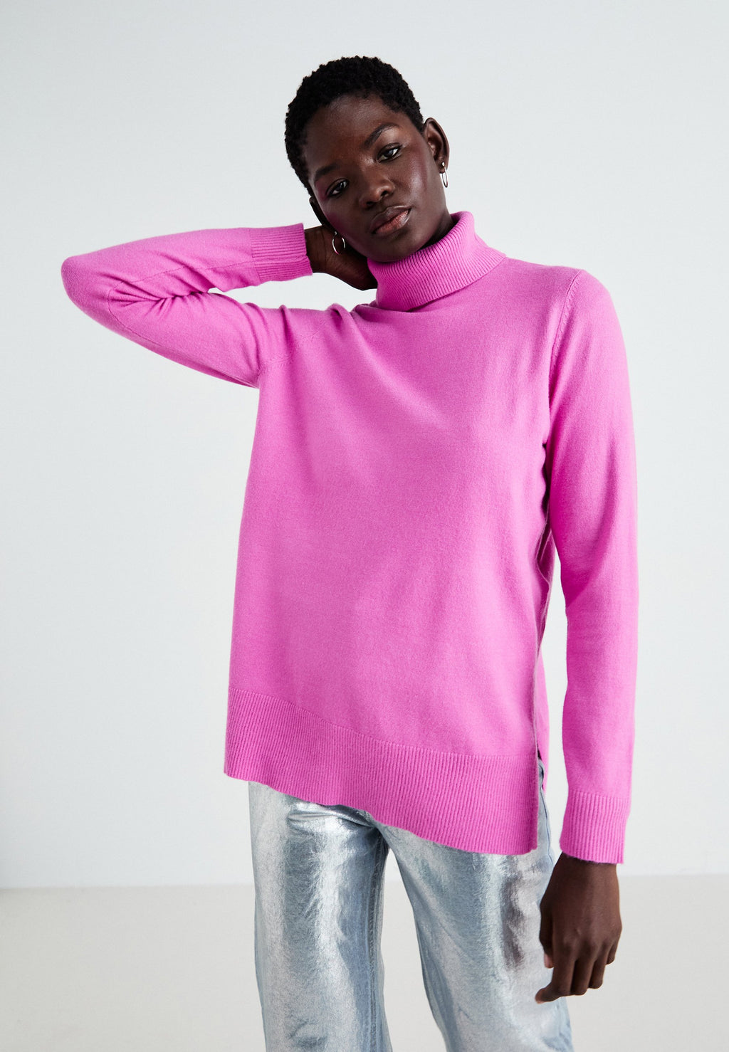ONLY ONLIBI LONG SLIT ROLLNECK