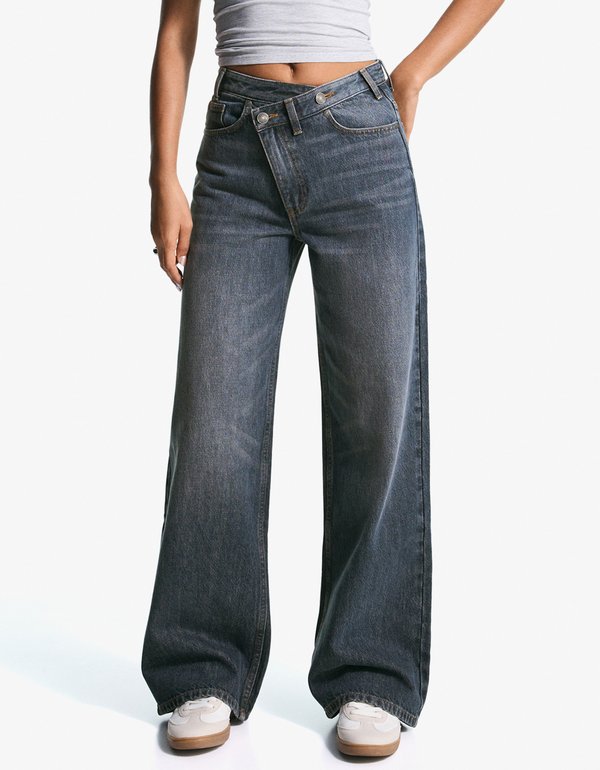 Bershka Wide Leg - dark blue