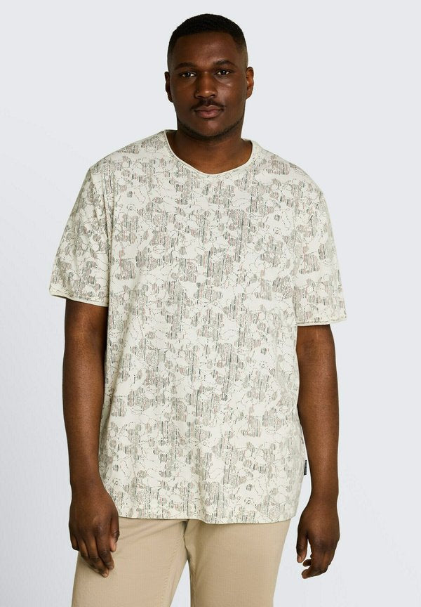 TOM TAILOR TOM TAILOR T-SHIRT PLUS SIZE - T-SHIRT MIT ALLOVER-PRINT - Print T-shirt - off white irregular design