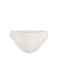 Weißes Bikiniunterteil aus glattem Stoff, moderater Bedeckung und nahtlosem Design mit einem weichen, flexiblen Bund.