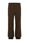 Braune wasserdichte Hose mit schwarzen Akzenten. Verfügt über Cargo-Taschen, eine mit Reißverschluss gesicherte Tasche und elastische Bündchen. Hergestellt aus strapazierfähigem Material.