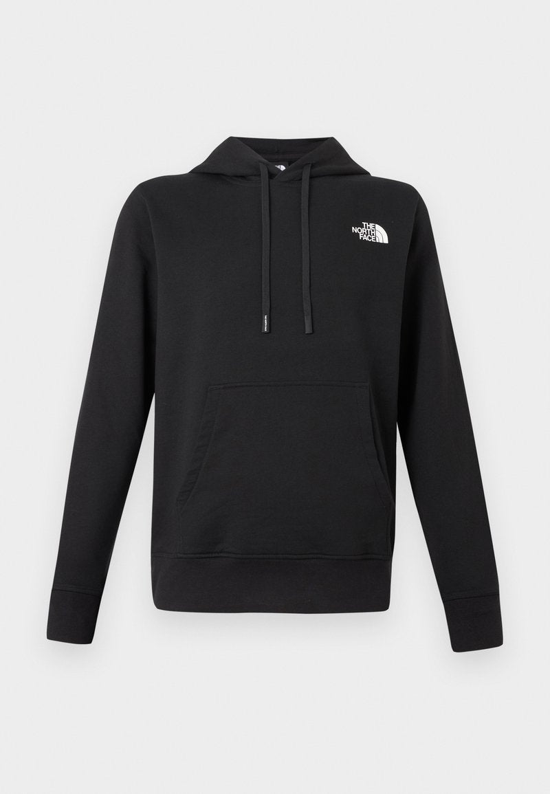 Schwarzer Kapuzenpullover aus weichem Stoff, mit einer vorderen Kängurutasche, verstellbarer Kapuze mit Kordelzug und Logo auf der Brust. Glatte Struktur und reguläre Passform.