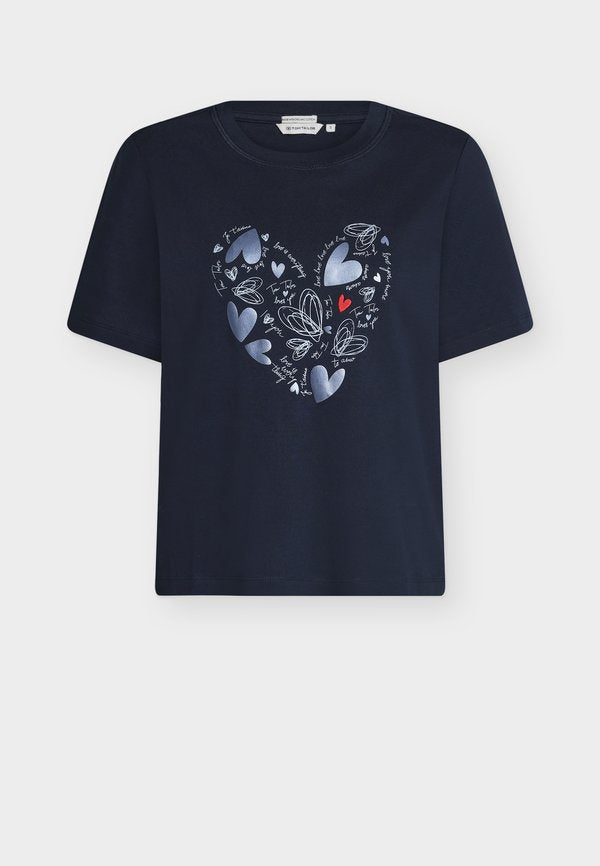 TOM TAILOR BOXY CREW NECK  - Print T-shirt - sky captain blue