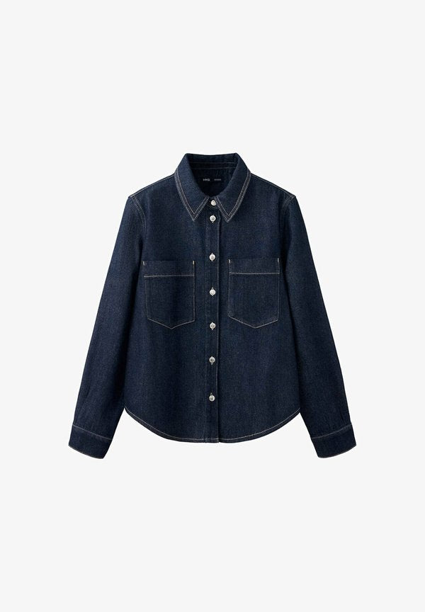 Mango ADULT - Button-down blouse - dark blue