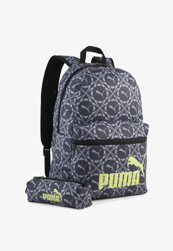 Puma PHASE 20 L RUCKSACK-SET UNISEX - Pencil case - moody gray-smokey gray-geometric aop