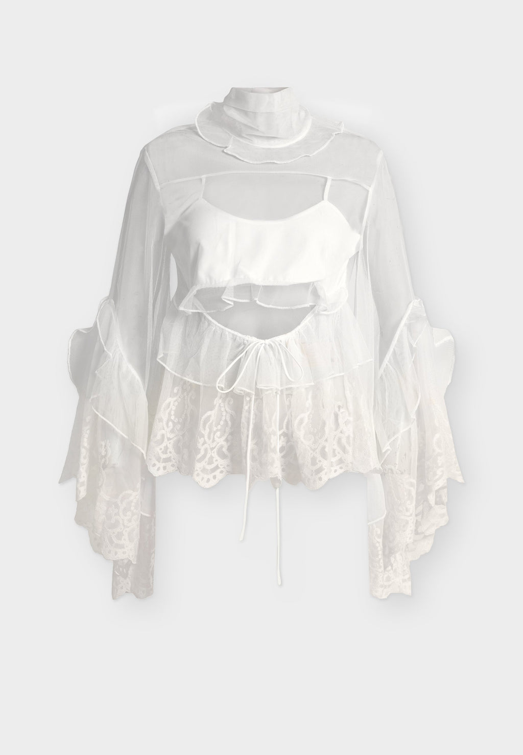 Bardot ANYSSA LACE EDGE RUFFLE BLOUSE