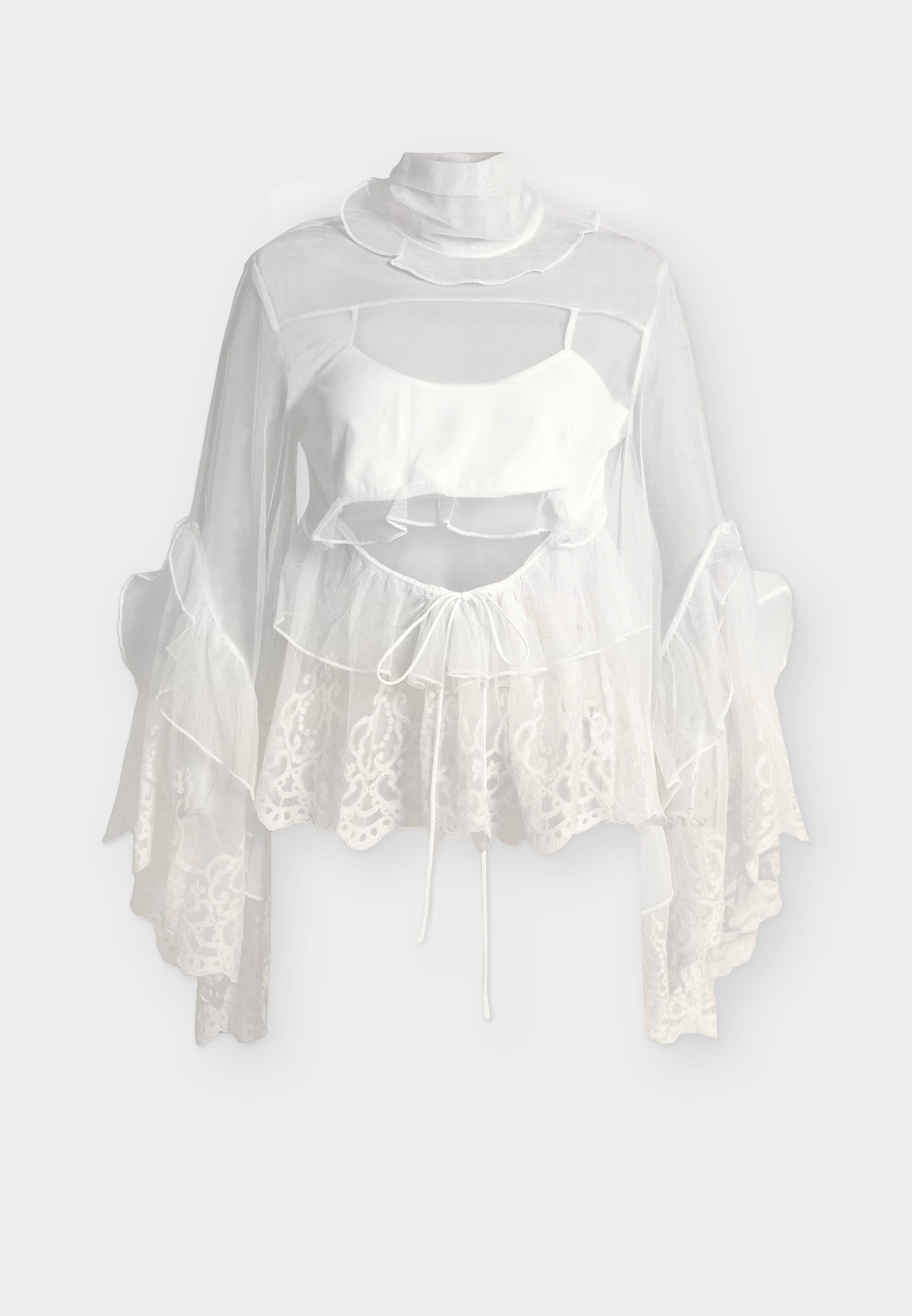 Bardot ANYSSA LACE EDGE RUFFLE BLOUSE