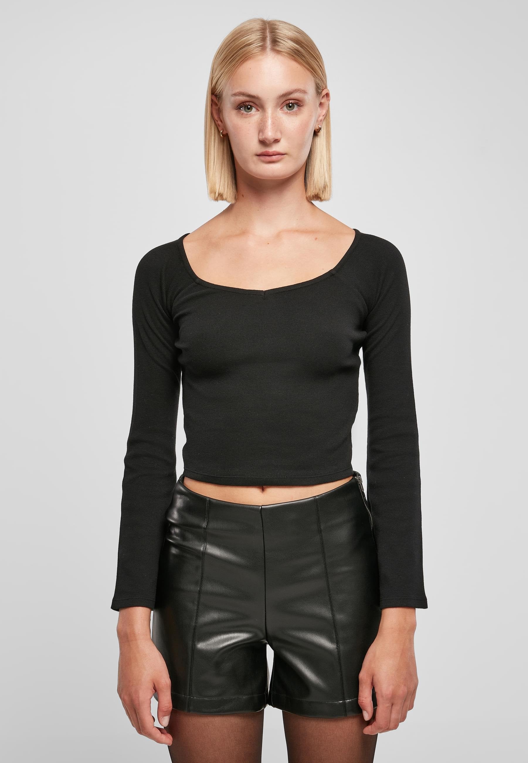 Urban Classics SHORT RIB WIDE V NECK LONGSLEEVE