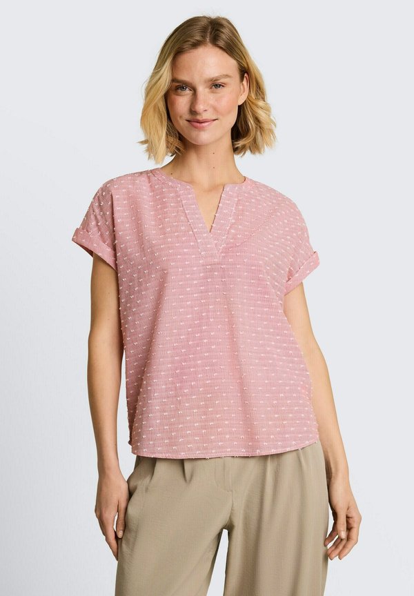 TOM TAILOR TOM TAILOR BLUSEN & SHIRTS LOOSE FIT BLUSE MIT STICKEREI - Blouse - red dobby stripe