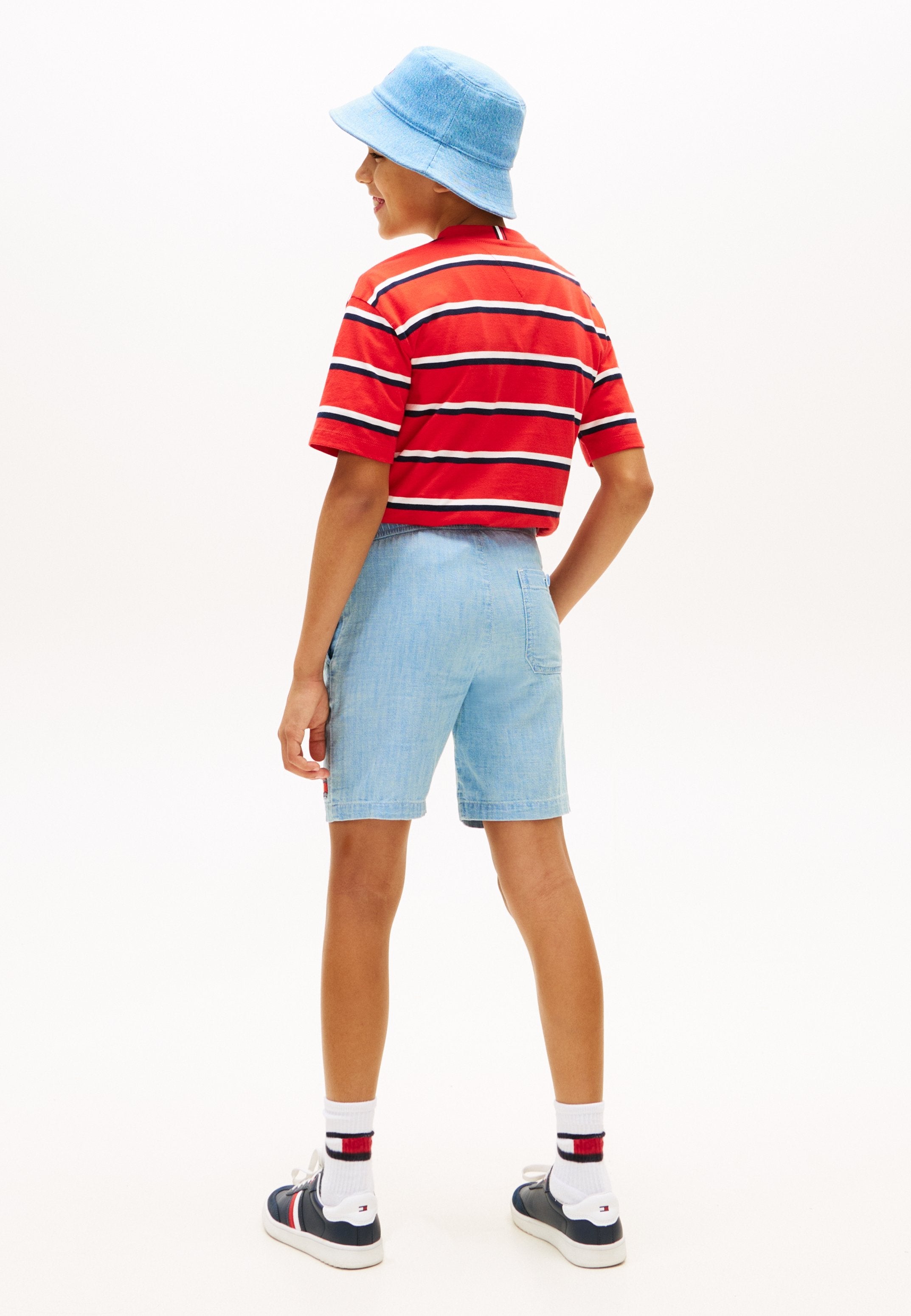 WAVY FLAG HERRINGBONE WEAVE RELAXED SHORTS Media 4