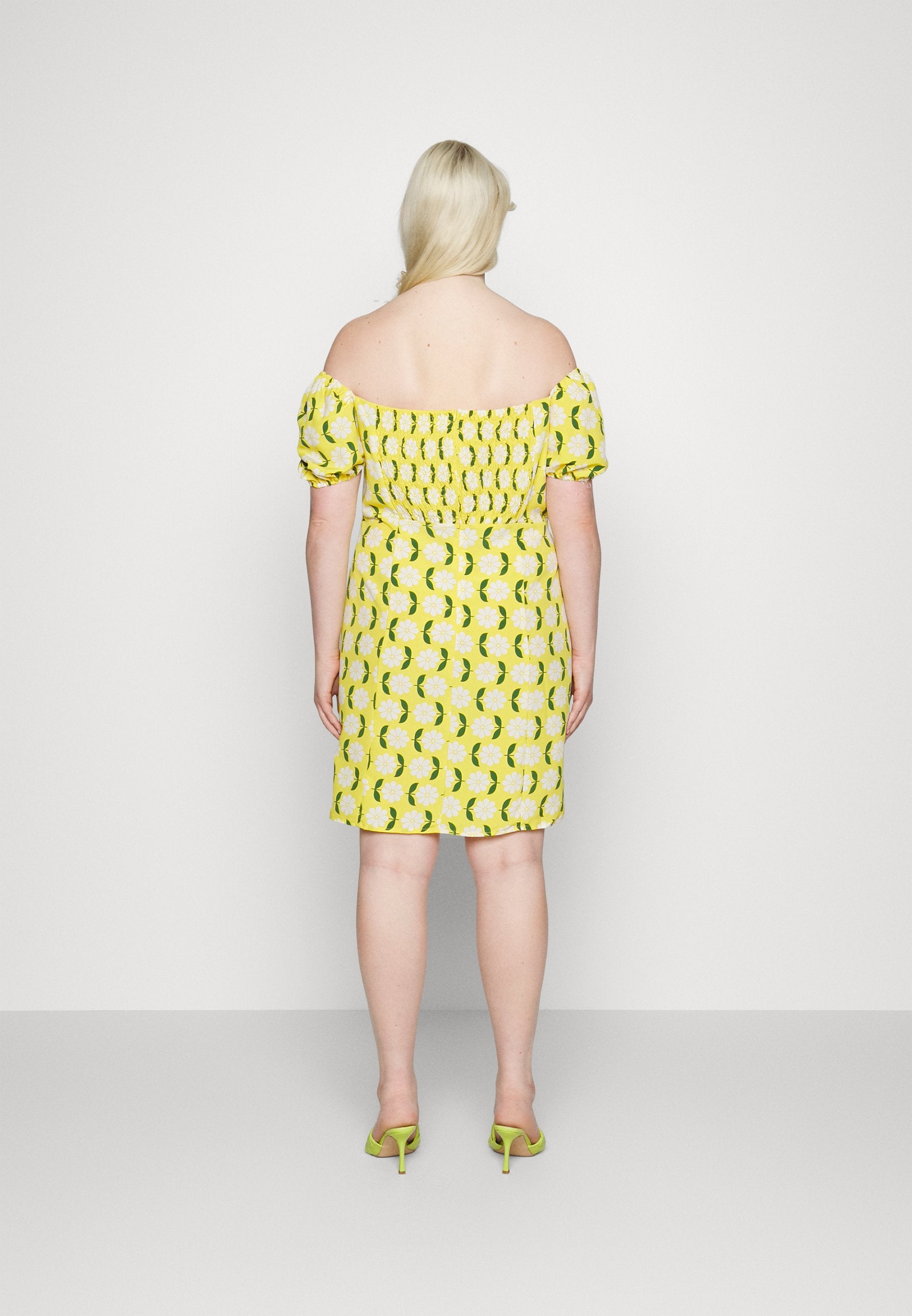 Glamorous Curve BUST CUP DRESS WITH PUFF SLEEVES BACK PANEL