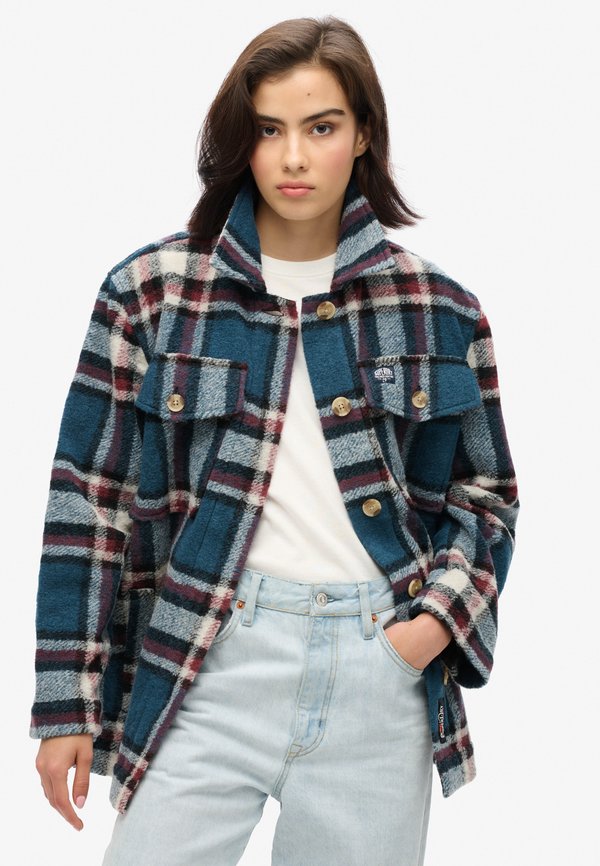 Superdry & Co HEAVYWEIGHT - Summer jacket - petrol blue check