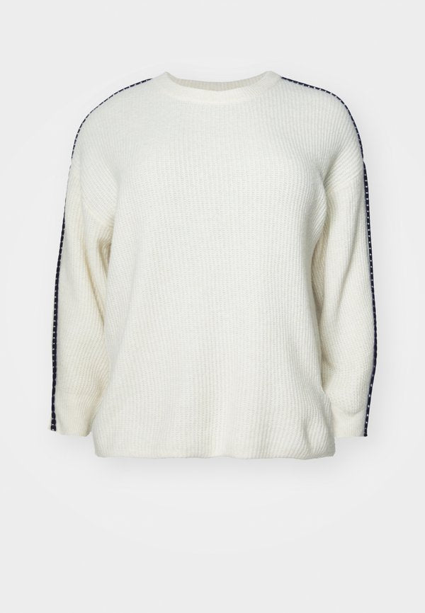Vero Moda Curve VMCZORA O NECK - Jumper - birch/chocolate torte
