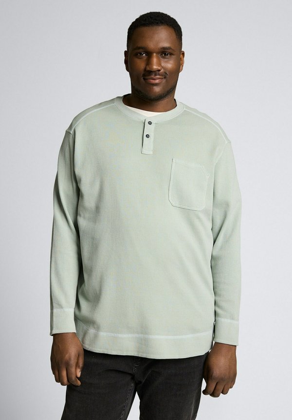 TOM TAILOR PLUS SIZE - HENLEY LANGARM MIT TRUKTU - Jumper - soft greyish green