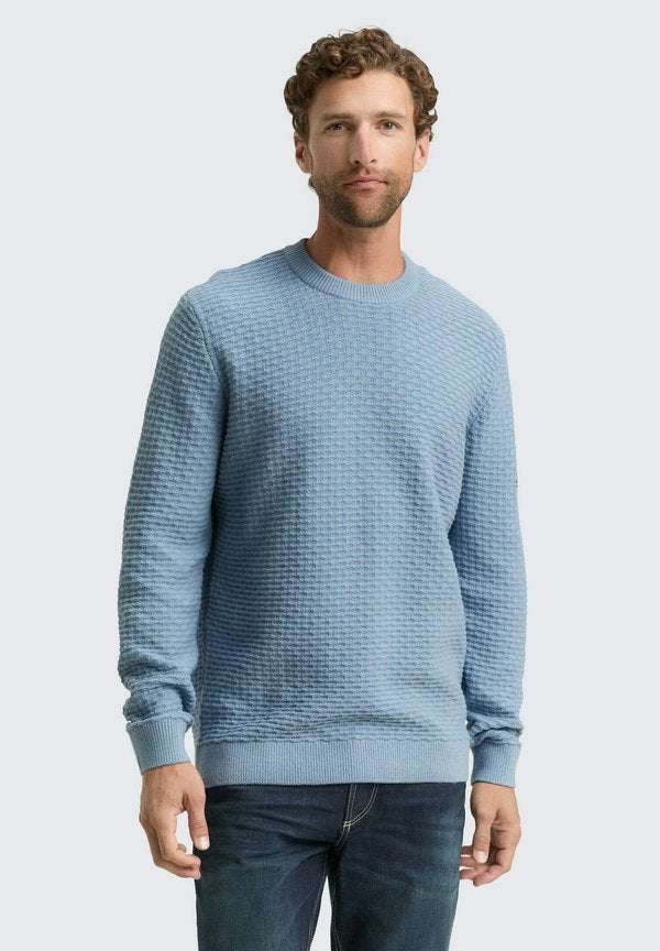 TOM TAILOR MIT RUNDHALSAUSSCHNITT - Jumper - faded denim blue