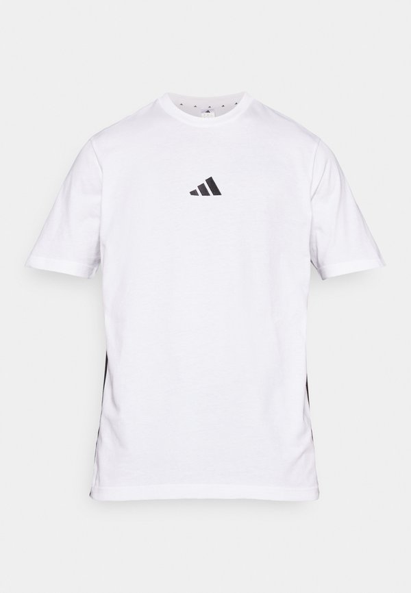 adidas Sportswear ESSENTIALS THREE STRIPES SINGLE - Print T-shirt - white/black