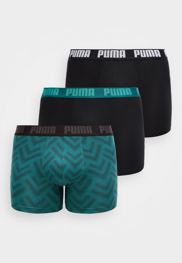 Puma MEN PRINTED 3 PACK - Boxer briefs - emerald ice/black
