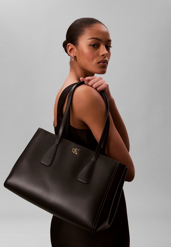 Calvin Klein CK MEDIUM WORK TOTE - Handbag - black