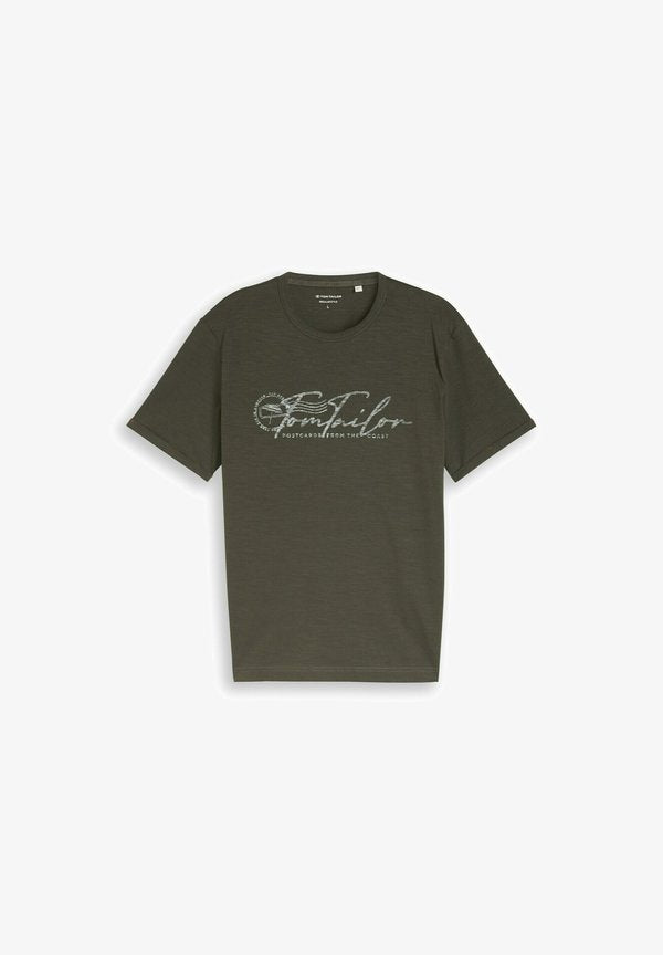 TOM TAILOR TOM TAILOR T-SHIRT T-SHIRT MIT LOGO-PRINT - Print T-shirt - deep leaf green