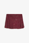 Bershka EMBROIDERED RUFFLED - MINI SKIRT - A-line skirt - dark red