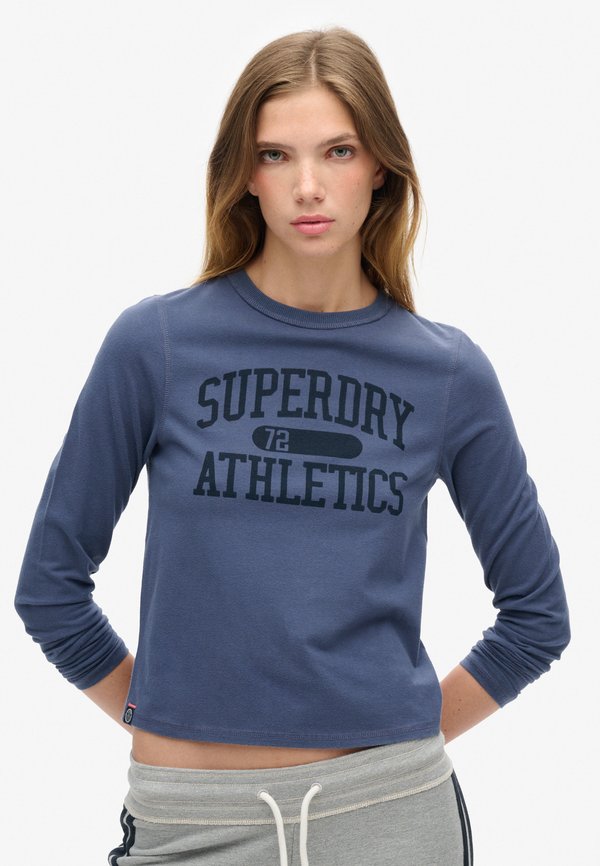 Superdry & Co ATHLETIC ESSENTIALS RINGER SLIM - Long sleeved top - mariner navy