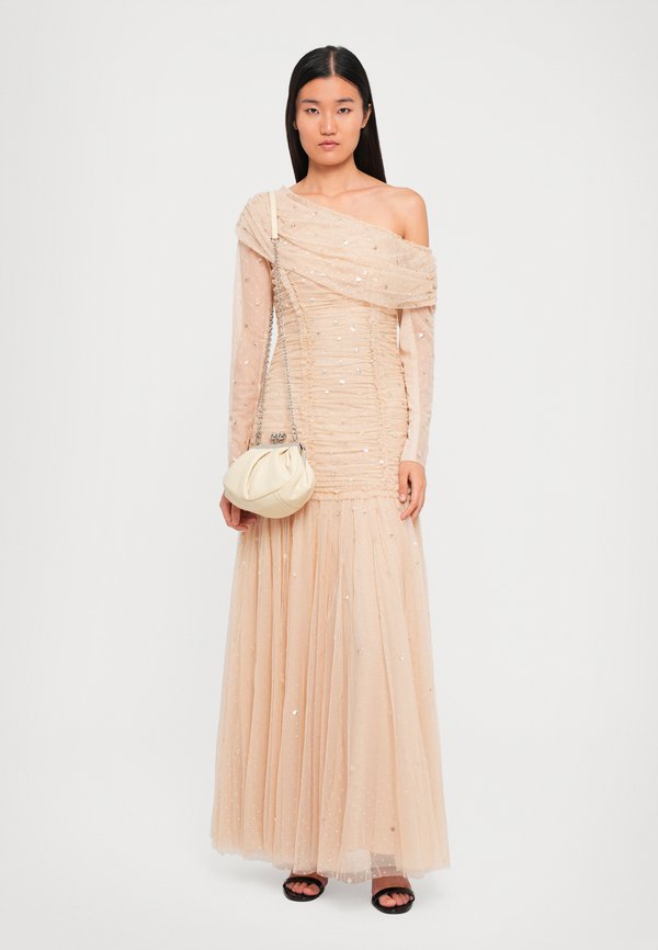 Needle & Thread GIGI DOT ONE SHOULDER ROUCHED GOWN