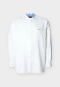 Tommy Hilfiger PLUS REGULAR FIT LINEN BLEND GRANDAD COLLAR SHIRT - Shirt - white