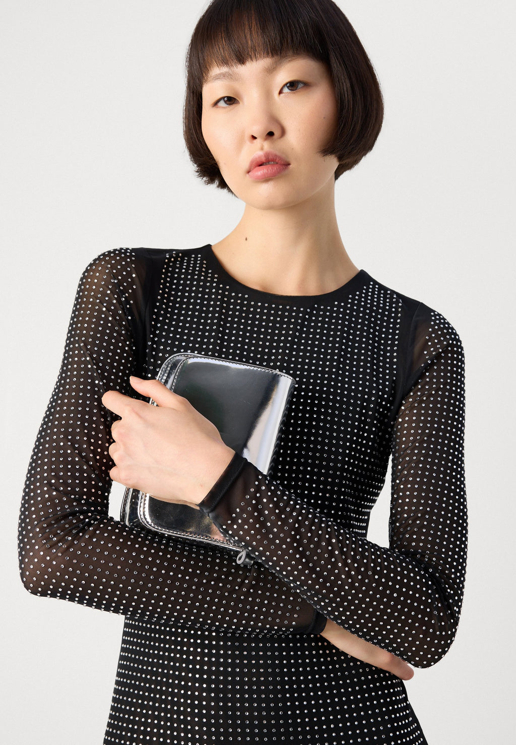 DKNY DOME STUDS LONG SLEEVE DRESS