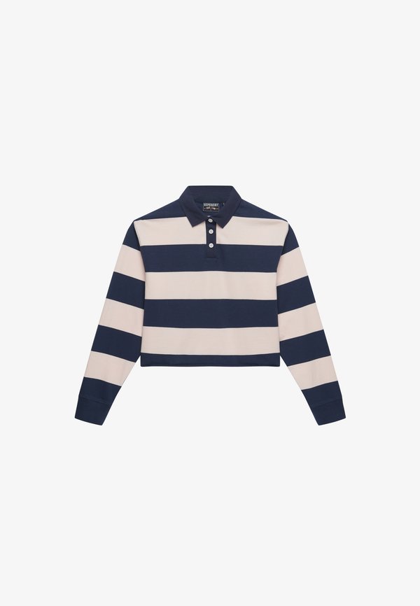 Superdry & Co ATHLETIC ESSENTIALS CROPPED STRIPE RUGBY  - Polo shirt - lauren navy pink stripe