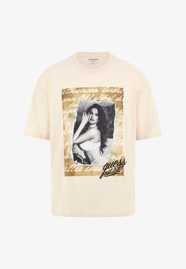 Guess FRONT - Print T-shirt - creme