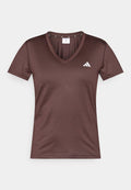 adidas Performance WORKOUT ESSENTIALS V NECK - Sports T-shirt - aurora coffee
